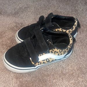 Toddler size 8 black and cheetah print vans